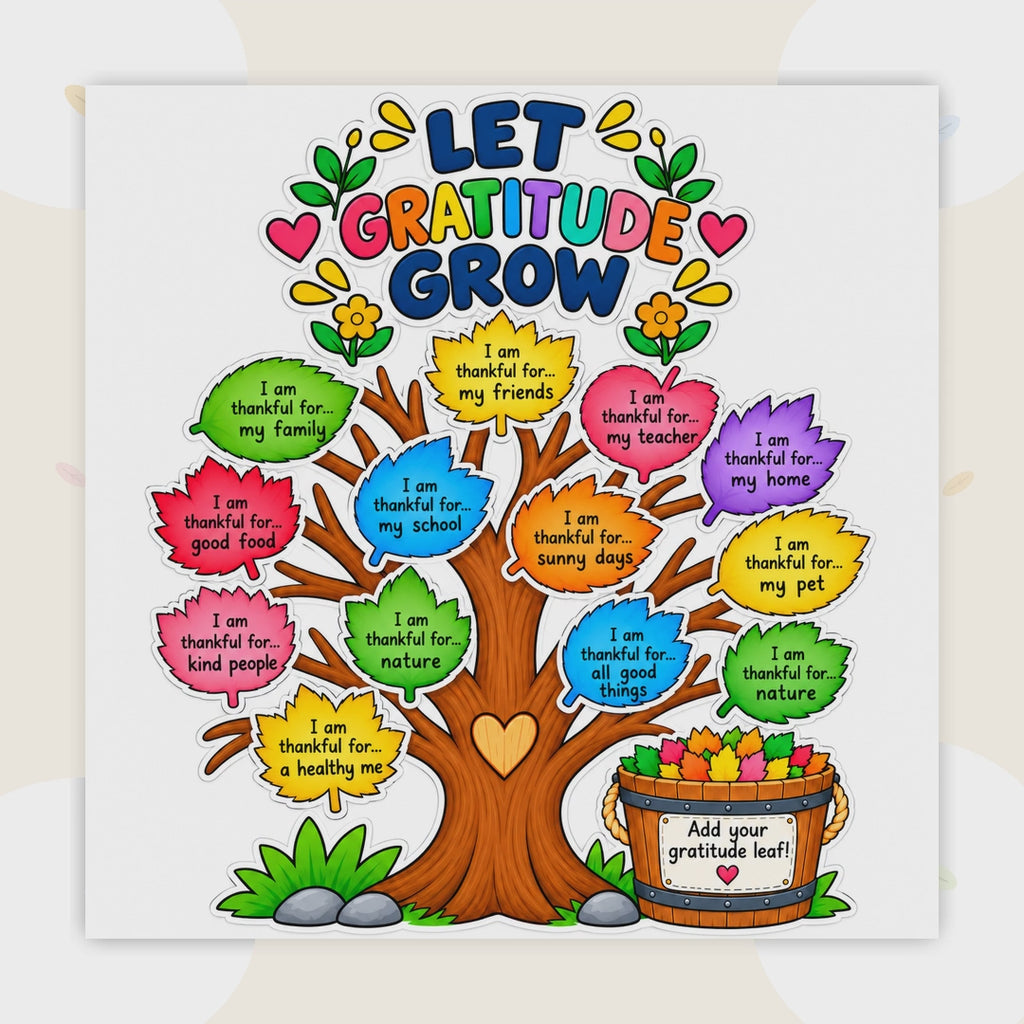 Thanksgiving Gratitude Tree Printable, Thankful Leaves Activity, Let Gratitude Grow Craft, Fall Bulletin Board, Gratitude Activity