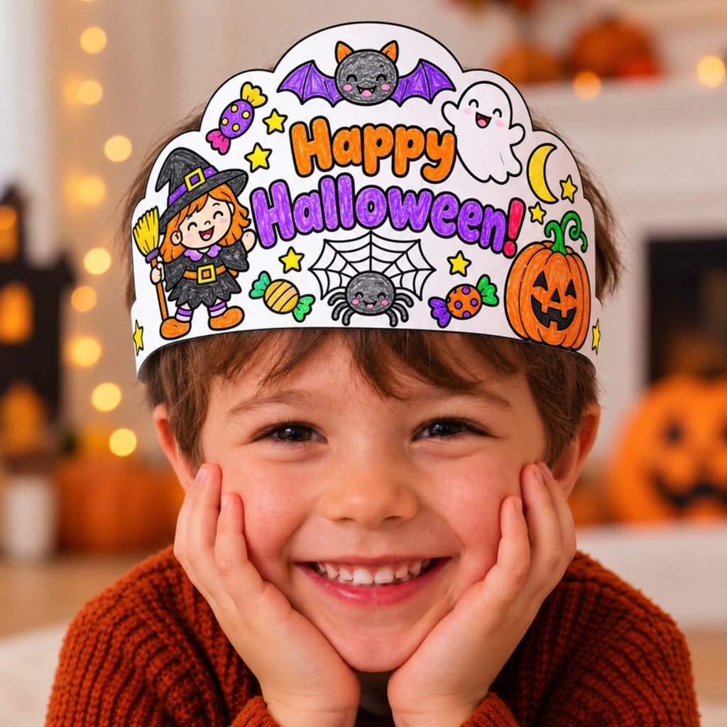 Halloween Crown Printable for Kids | Happy Halloween Coloring Crown | Halloween Headband Craft