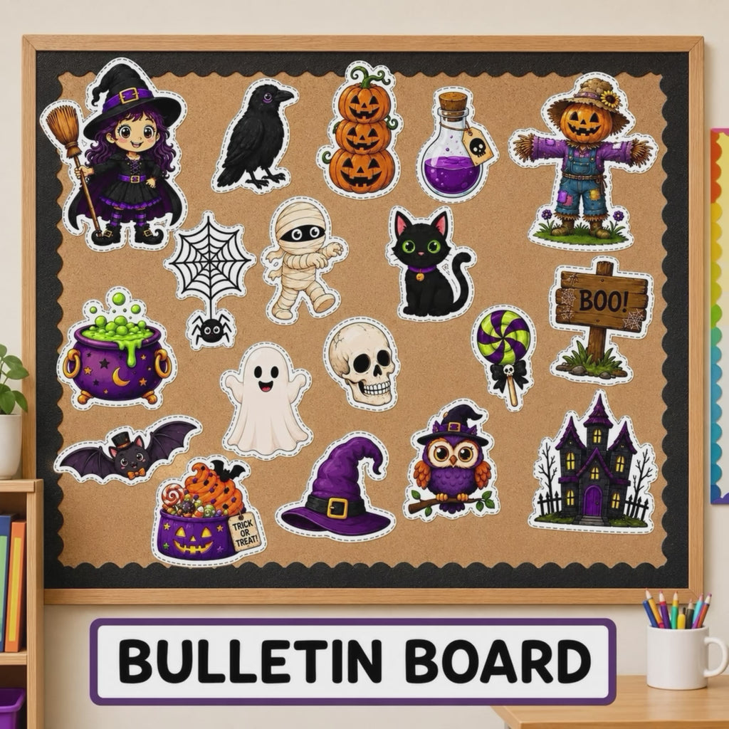 Halloween Cutouts Printable | Halloween Classroom Decor, Bulletin Board Ideas, Halloween Party Decorations, Treat Bag Crafts, Card Making