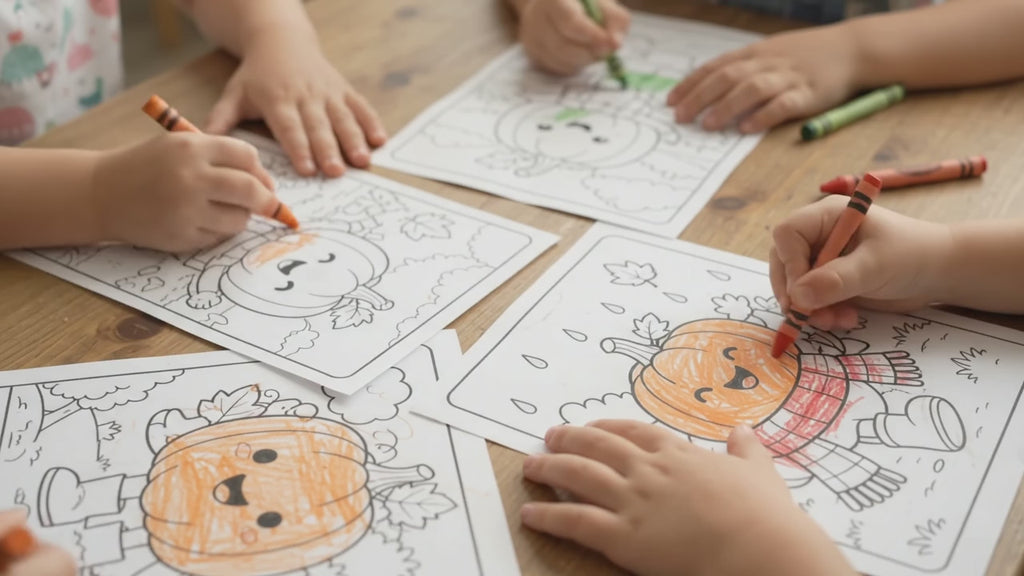 Pumpkin Coloring Pages for Kids, 20 Fall & Halloween Coloring Sheets, Cute Autumn Pumpkin Coloring Book, Preschool Harvest Activity