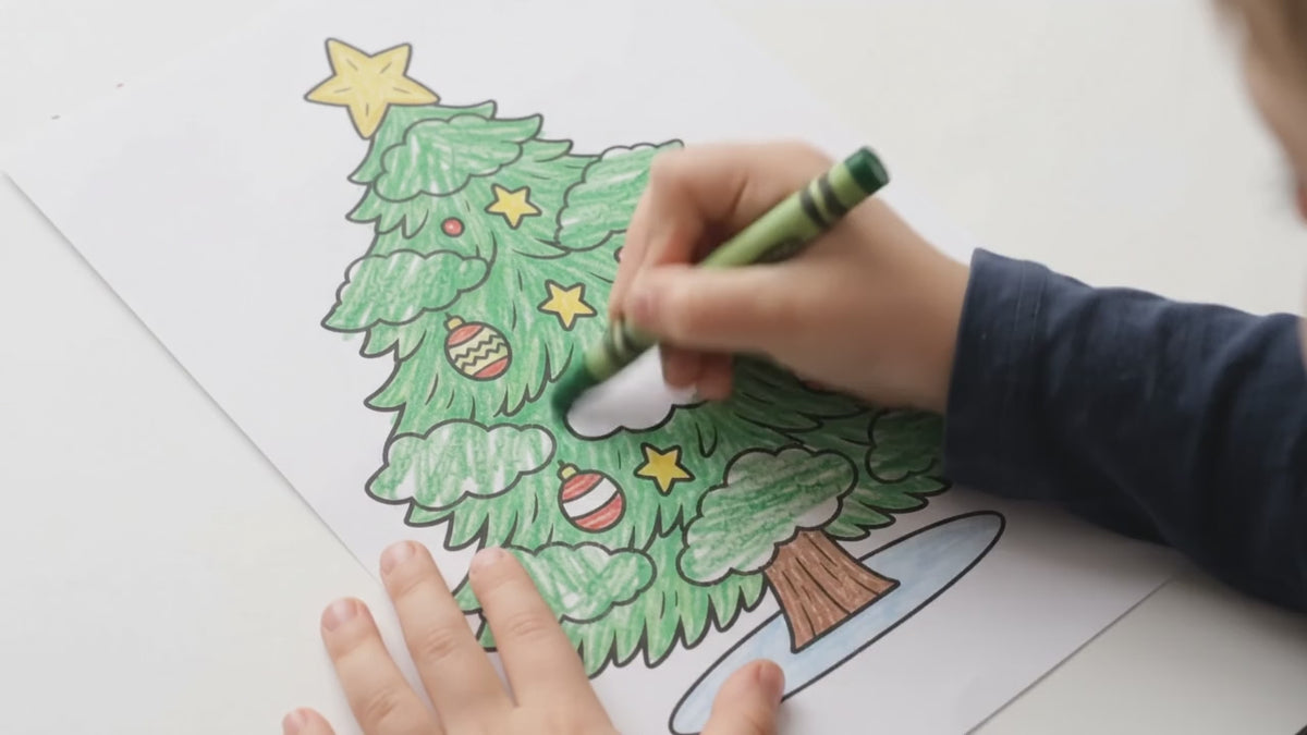 Christmas Tree Cotton Ball Craft | Christmas Coloring Page for Kids | Winter Fine Motor Activity | Preschool Printable